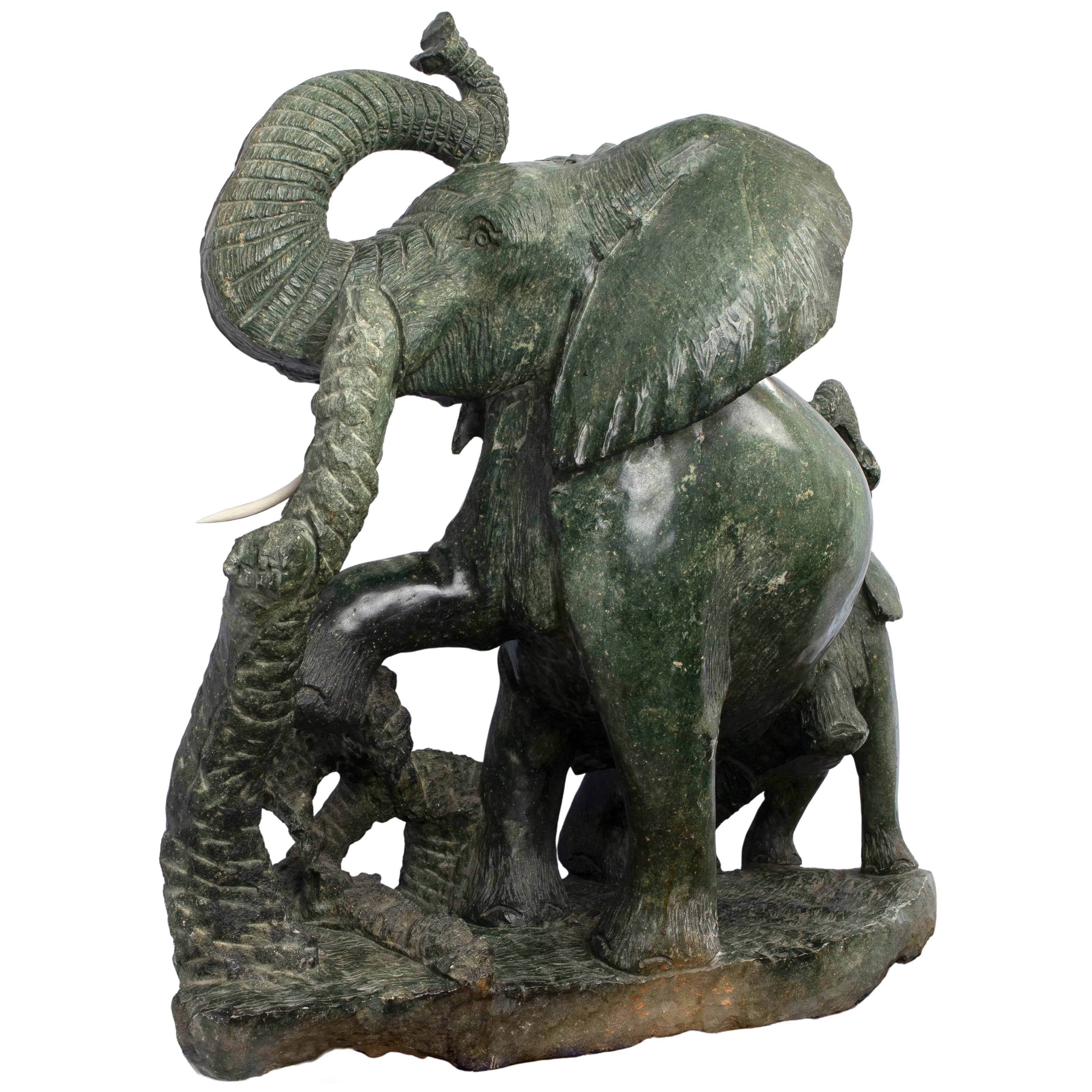 Elephant and Calf - African Sculpture, Verdite, Zimbabwe